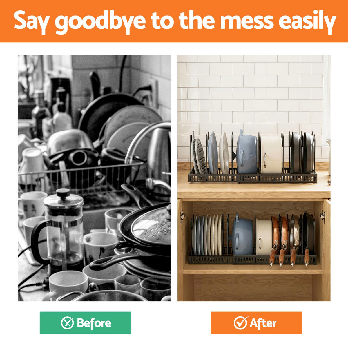 Artiss Expandable Pots and Pans Organizer Rack Kitchen Cabinet Holder