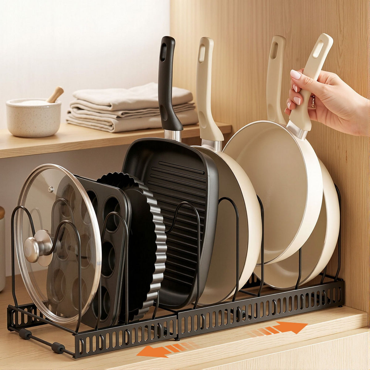 Artiss Expandable Pots and Pans Organizer Rack Kitchen Cabinet Holder