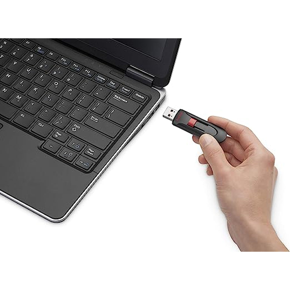 SanDisk Cruzer Glide USB 2.0 Flash Drive 64GB Retractable Design USB Type-A 128-bit AES Password Protection Windows Mac