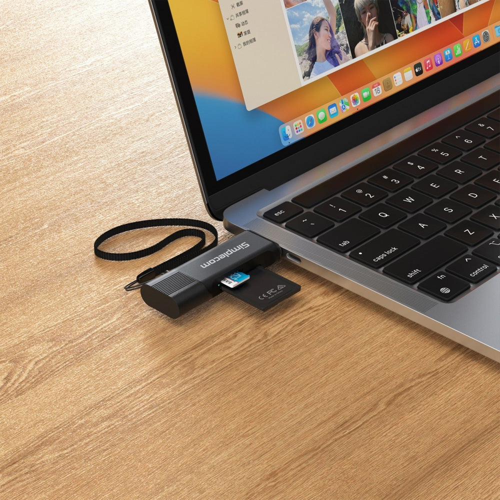 Simplecom CR402B SuperSpeed USB-C and USB-A Dual Slot Card Reader for SD and MicroSD Cards USB 3.2 Gen 1