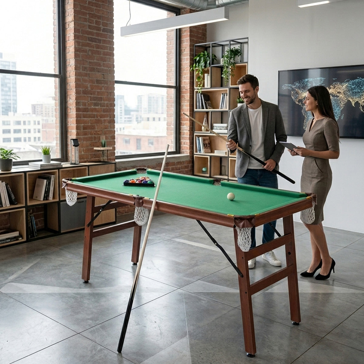 Portable Billiards Table Game with Foldable Legs Family Game Bar Gym Room
