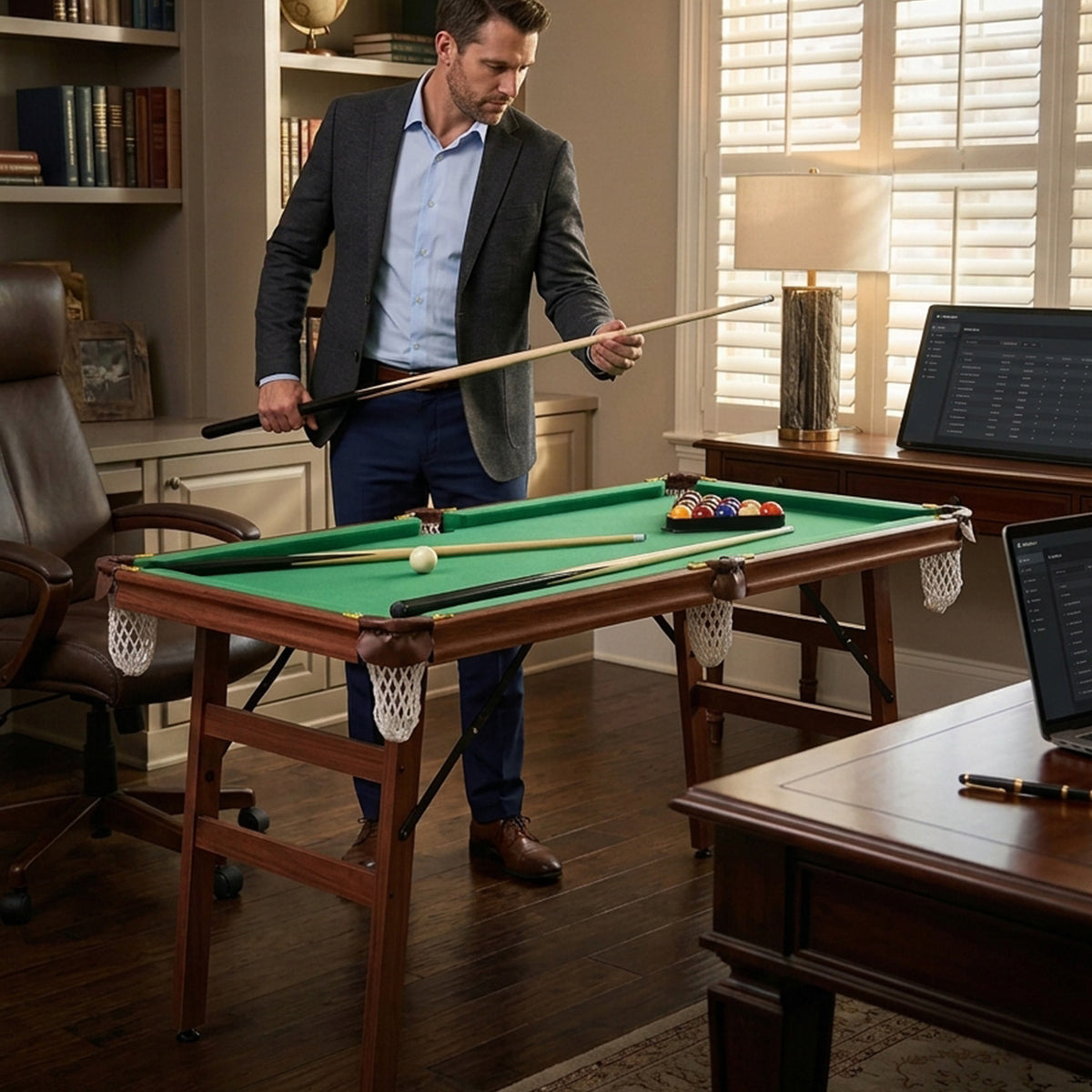 Portable Billiards Table Game with Foldable Legs Family Game Bar Gym Room