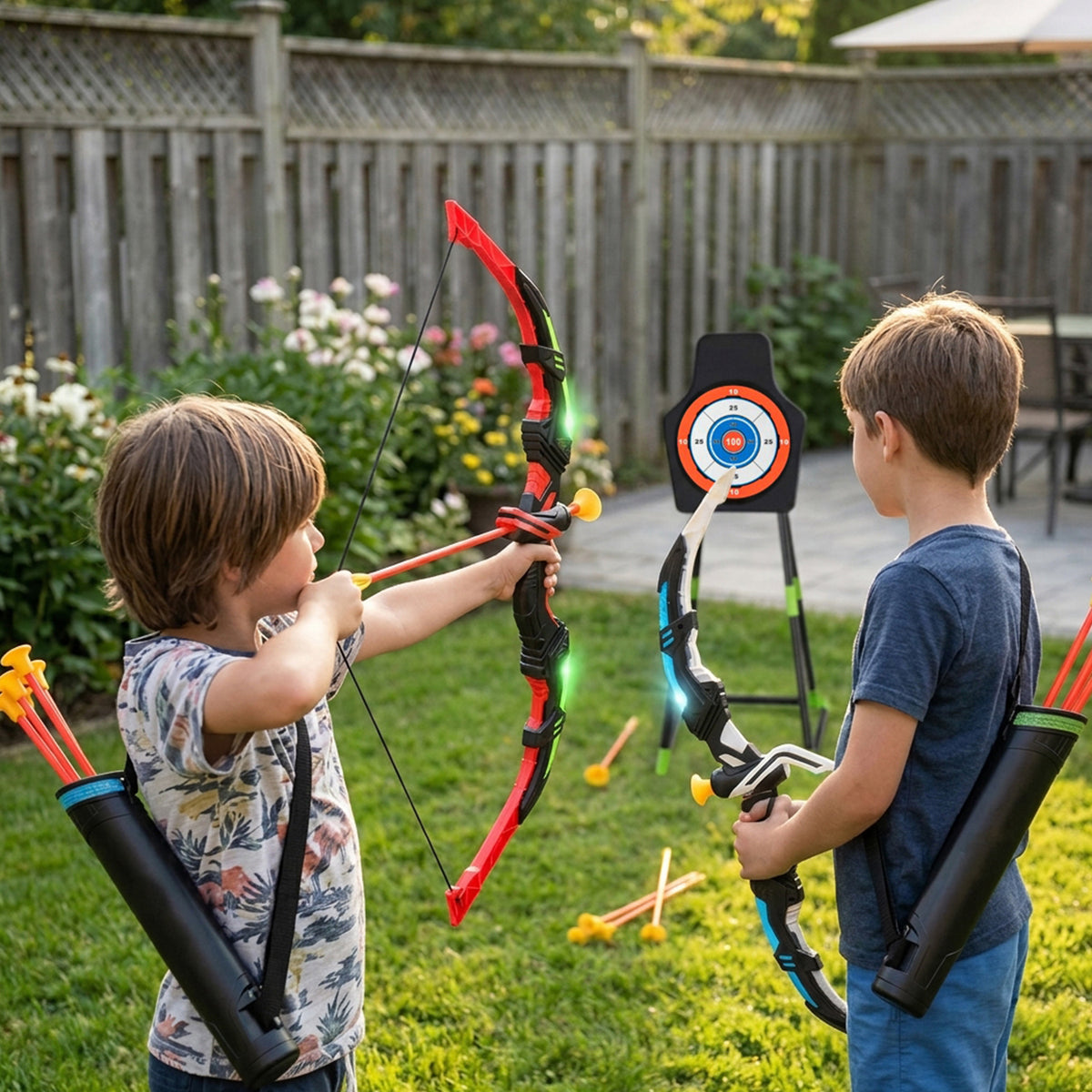 Youth Archery Bow Set for Kids with LED Light Up Bow Outdoor Toy Sports