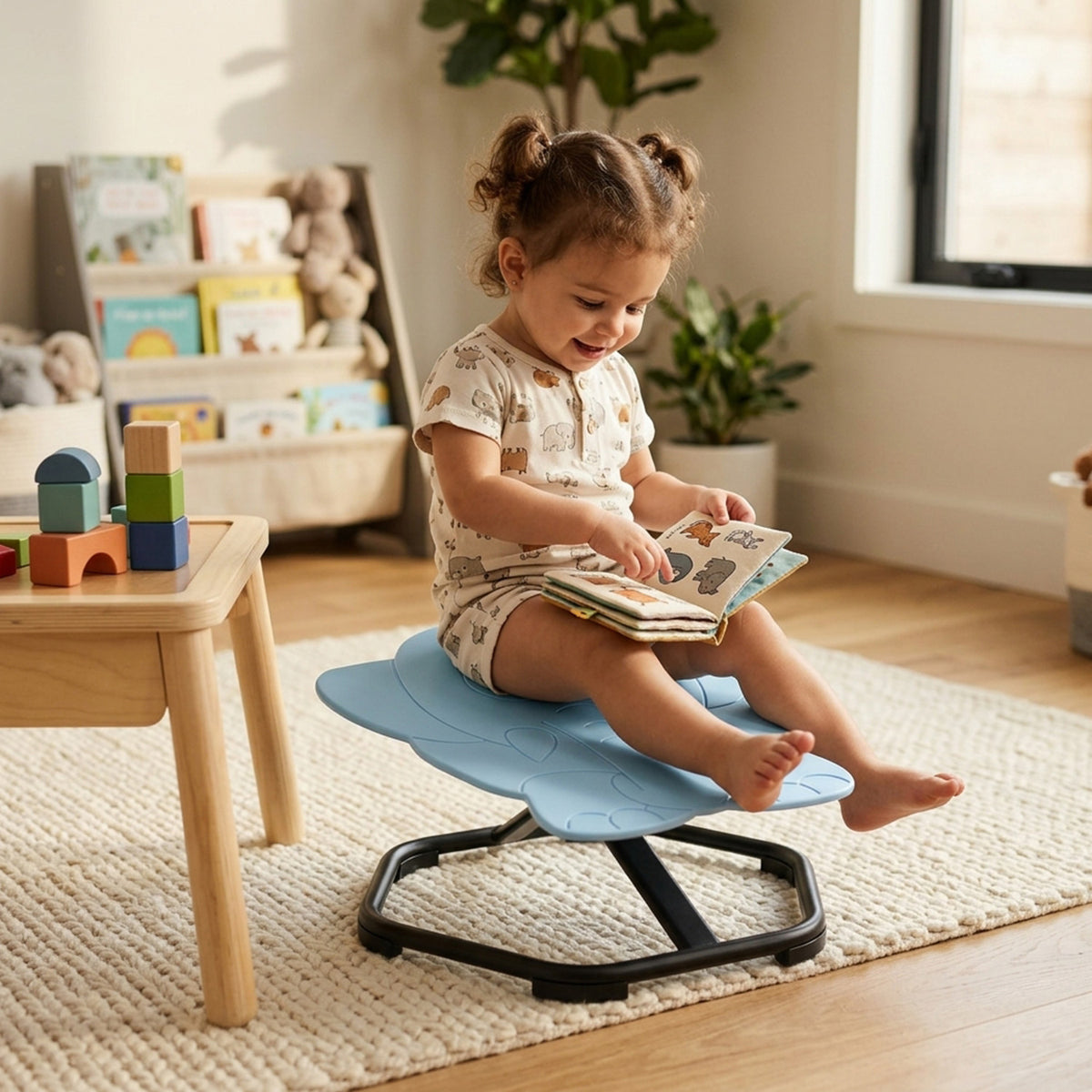 Elephant Sensory Swivel Chair with Non Slip Metal Base for Autistic Kids