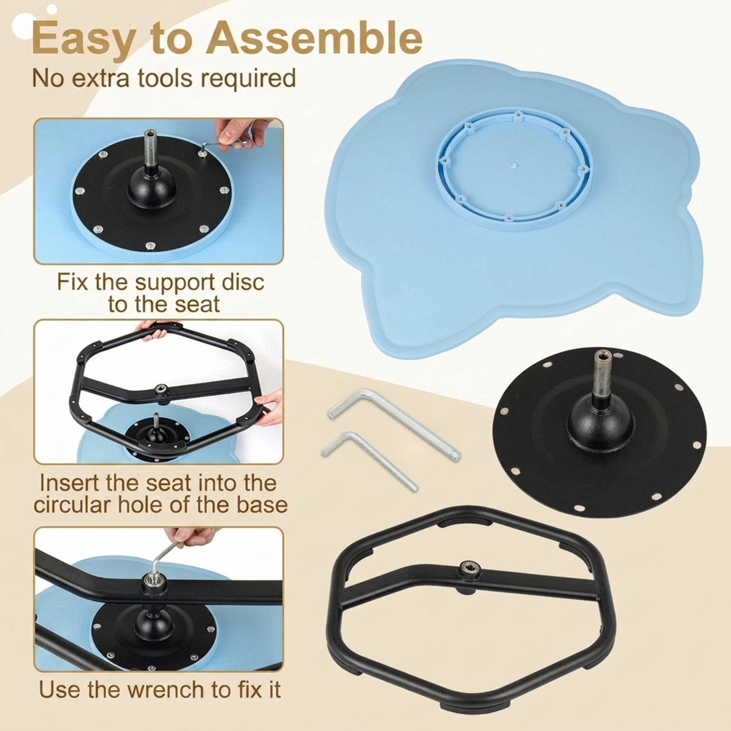 Elephant Sensory Swivel Chair with Non Slip Metal Base for Autistic Kids