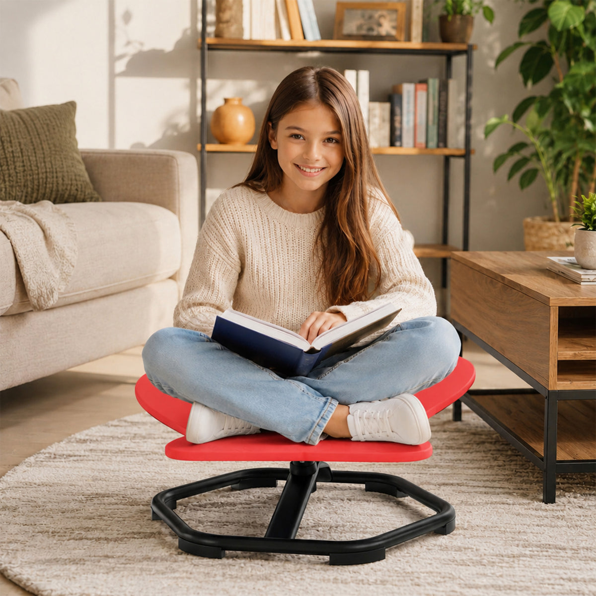 Kids Sensory Swivel Chair 360 Spin Elephant Design Metal Base Sit and Spin