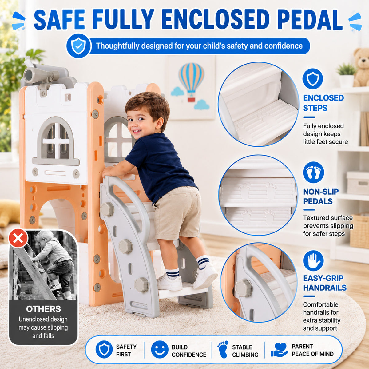 All In 1 L Shaped Toddler Slide with Tunnel and Basketball Hoop Age 1-3