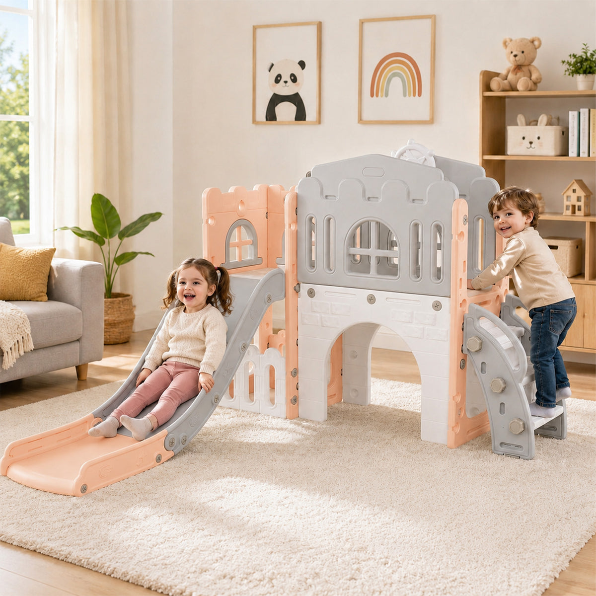 9 in 1 Baby Indoor Playground Toddler Slide and Climber Playset for Kids