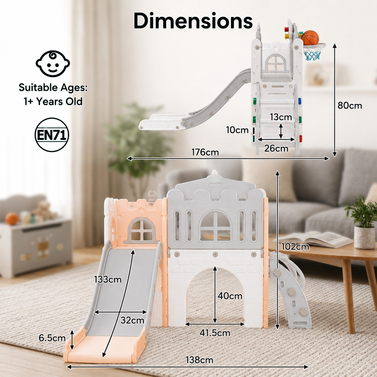 9 in 1 Baby Indoor Playground Toddler Slide and Climber Playset for Kids