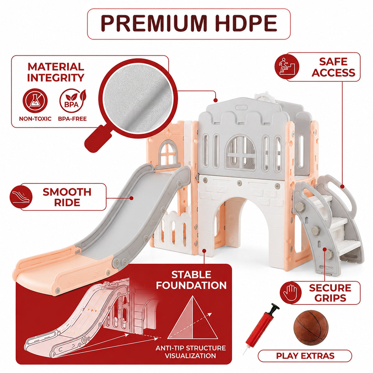 9 in 1 Baby Indoor Playground Toddler Slide and Climber Playset for Kids