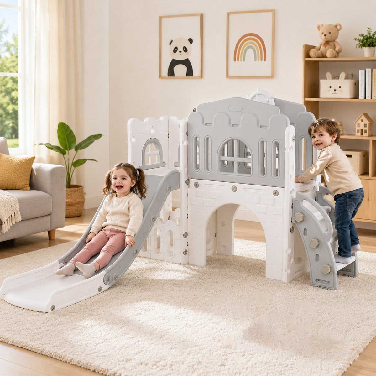 9 in 1 Baby Indoor Playground Toddler Slide and Climber Playset for Kids