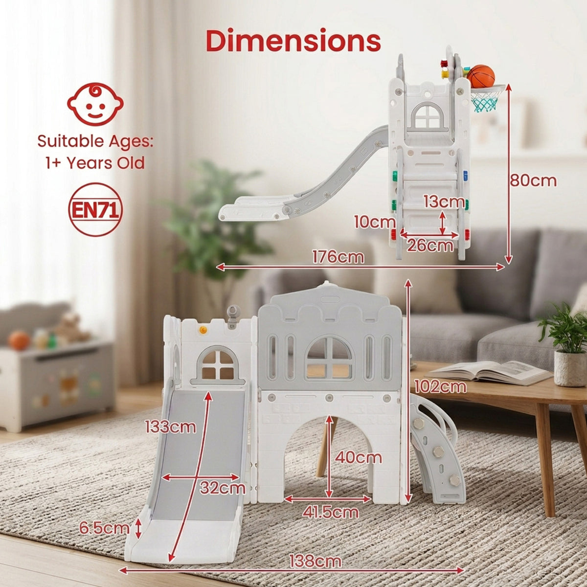 9 in 1 Baby Indoor Playground Toddler Slide and Climber Playset for Kids