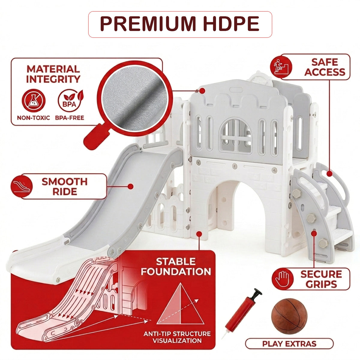 9 in 1 Baby Indoor Playground Toddler Slide and Climber Playset for Kids