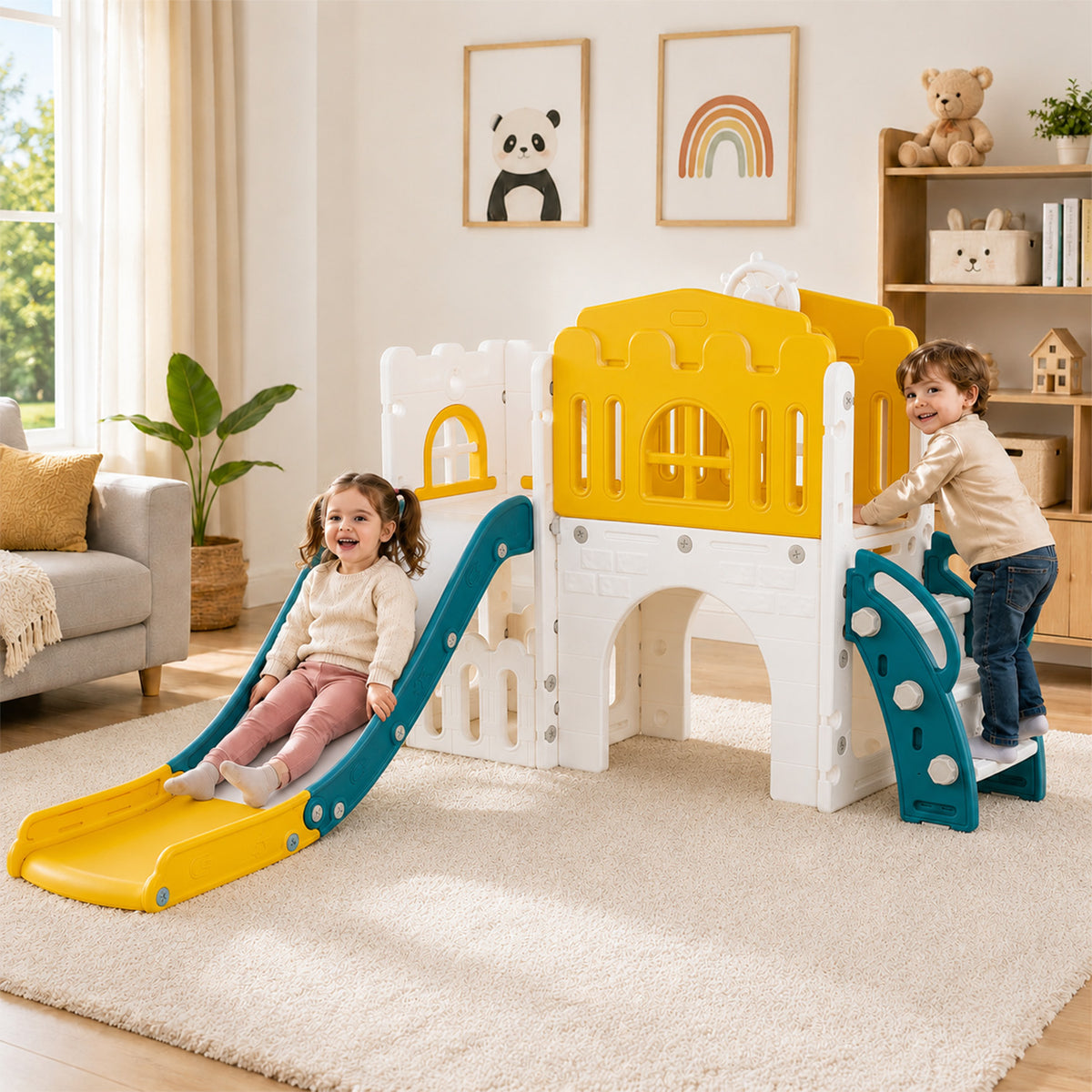 9 in 1 Baby Indoor Playground Toddler Slide and Climber Playset for Kids