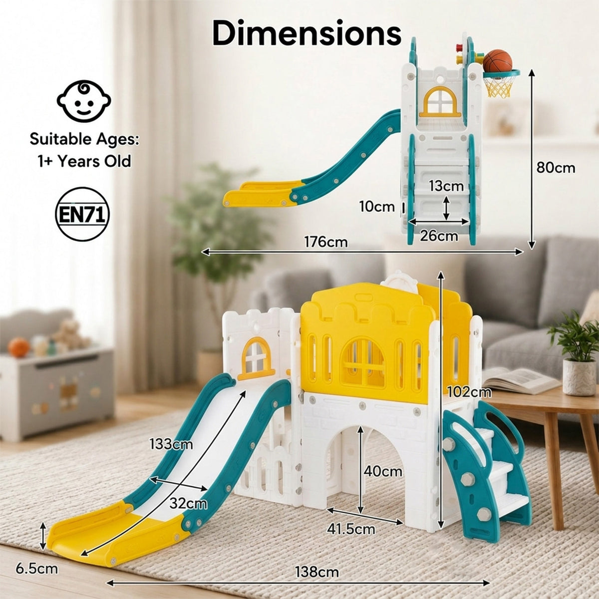 9 in 1 Baby Indoor Playground Toddler Slide and Climber Playset for Kids