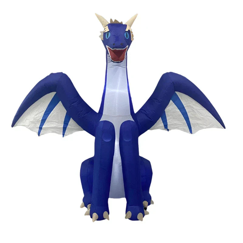 Giant Inflatable Dragon 2.4m LED Light Up Halloween Outdoor Indoor Garden Decor