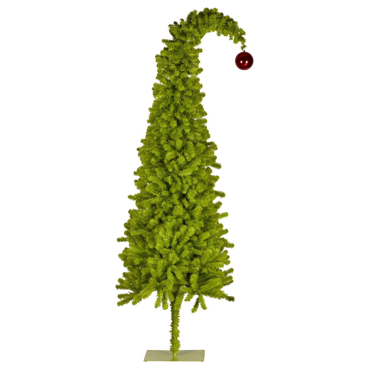 Gremlin Christmas Tree 1.2m 4ft Pre-Lit Green White LED Curved Top Red Bauble