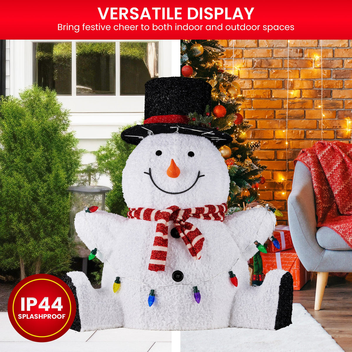Sitting Snowman Christmas Display 82cm 110 Warm White LED Indoor Outdoor Decor
