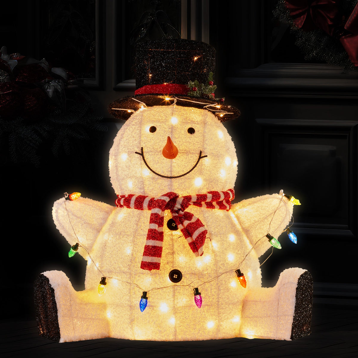 Sitting Snowman Christmas Display 82cm 110 Warm White LED Indoor Outdoor Decor