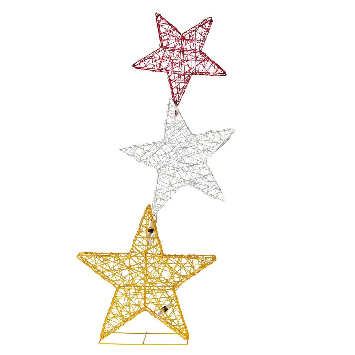 Triple Star Christmas Display 120cm 540 LED Cool White Red Gold Indoor Outdoor
