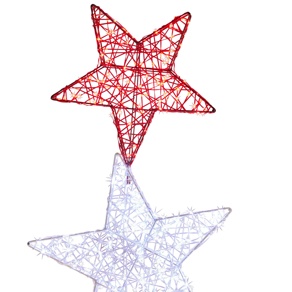 Triple Star Christmas Display 120cm 540 LED Cool White Red Gold Indoor Outdoor