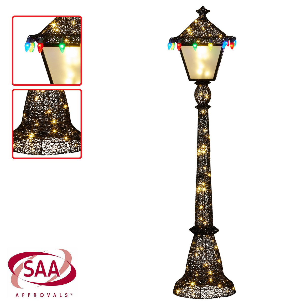 Christmas Lamp Post Display 183cm 140 Warm White LED C9 Lights Indoor Outdoor
