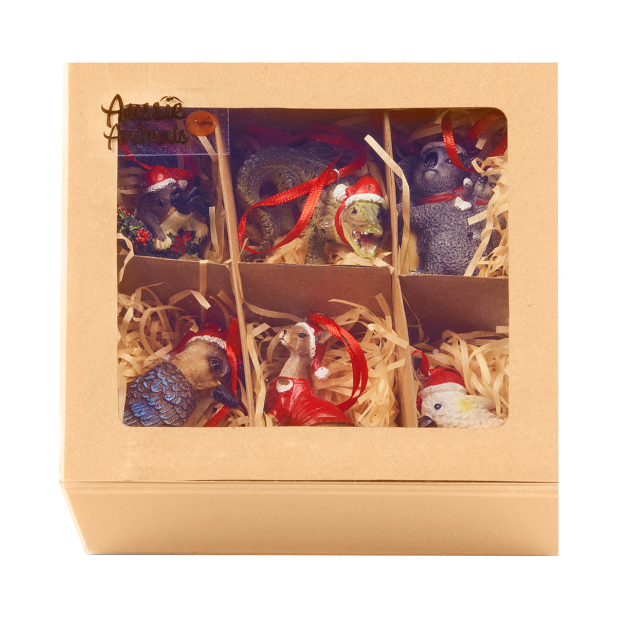 Box of 6 Assorted Aussie Animals Christmas Tree Decorations
