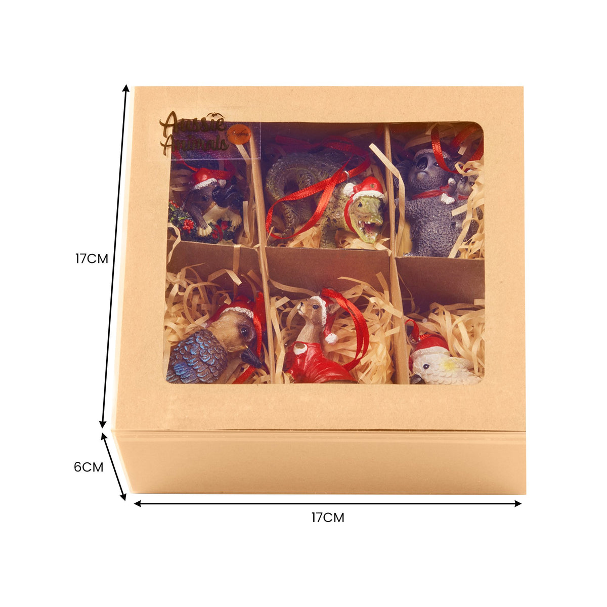 Box of 6 Assorted Aussie Animals Christmas Tree Decorations