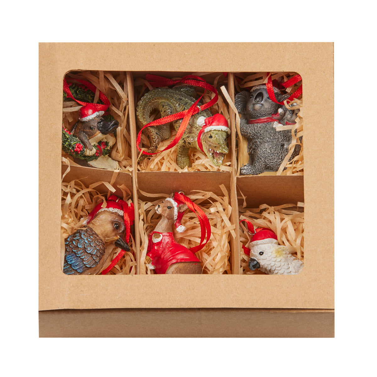 Box of 6 Assorted Aussie Animals Christmas Tree Decorations