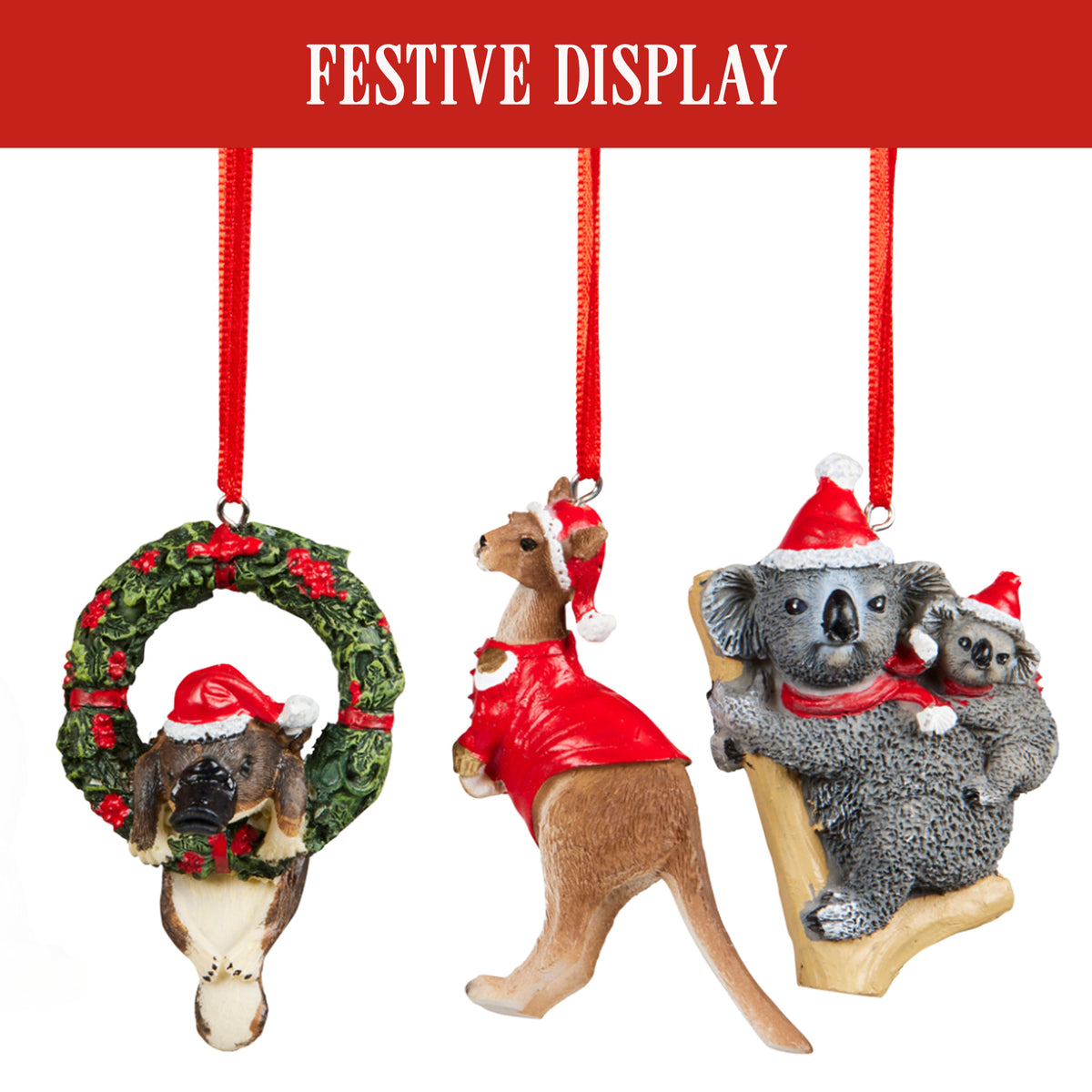 Box of 6 Assorted Aussie Animals Christmas Tree Decorations