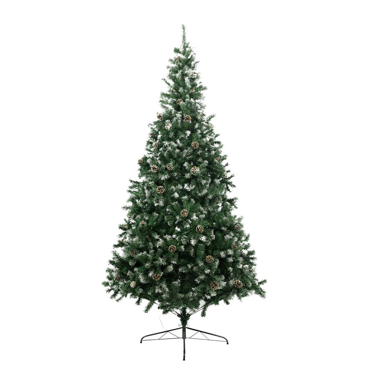 Pre-Lit Artificial Christmas Tree 1.2m 150 LED Snow Tipped Pine Cone Metal Stand