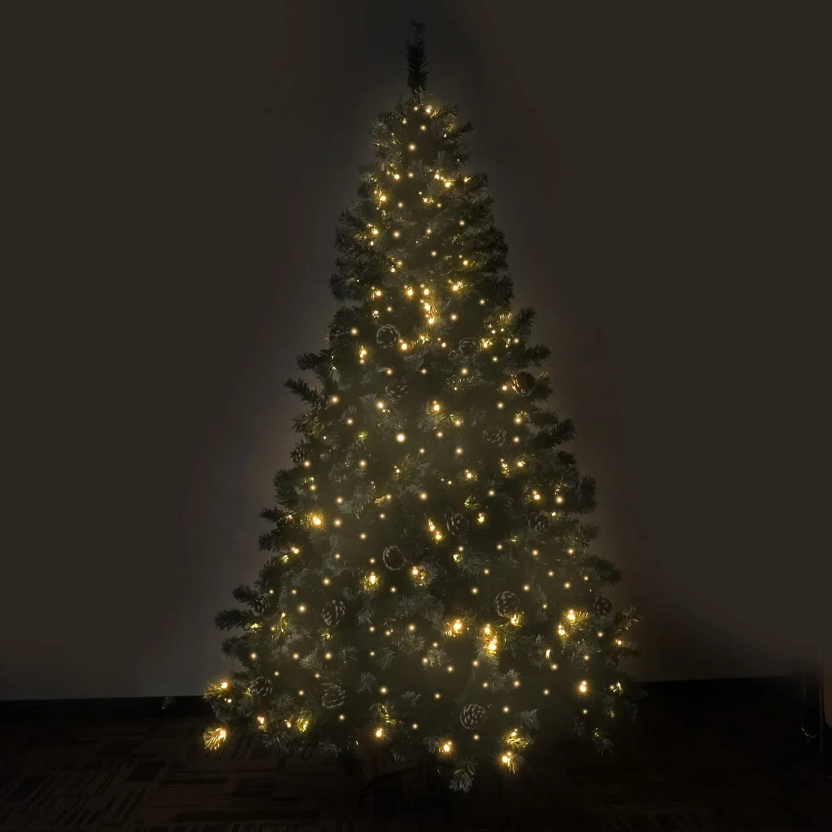 Pre-Lit Artificial Christmas Tree 1.2m 150 LED Snow Tipped Pine Cone Metal Stand