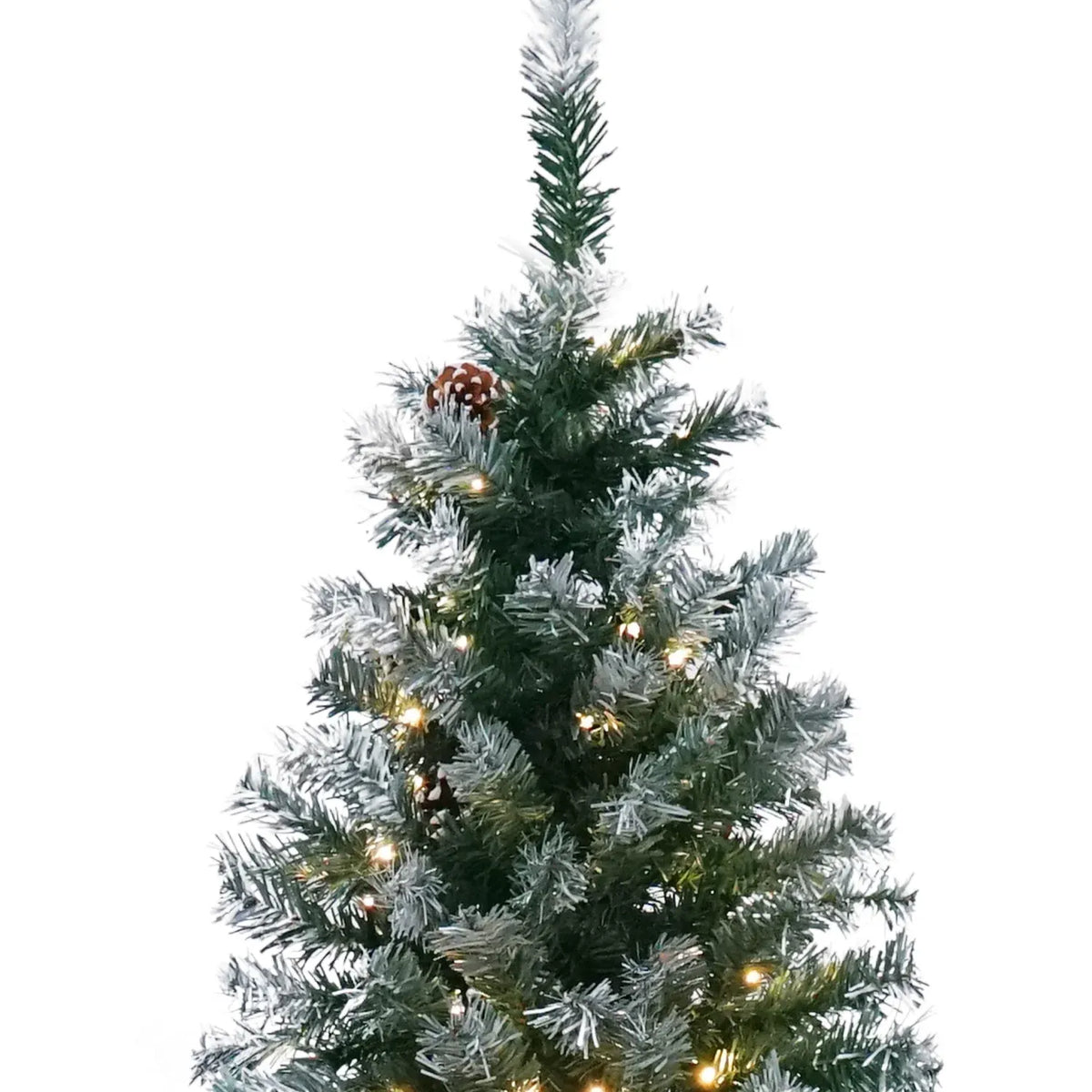 Pre-Lit Artificial Christmas Tree 1.2m 150 LED Snow Tipped Pine Cone Metal Stand