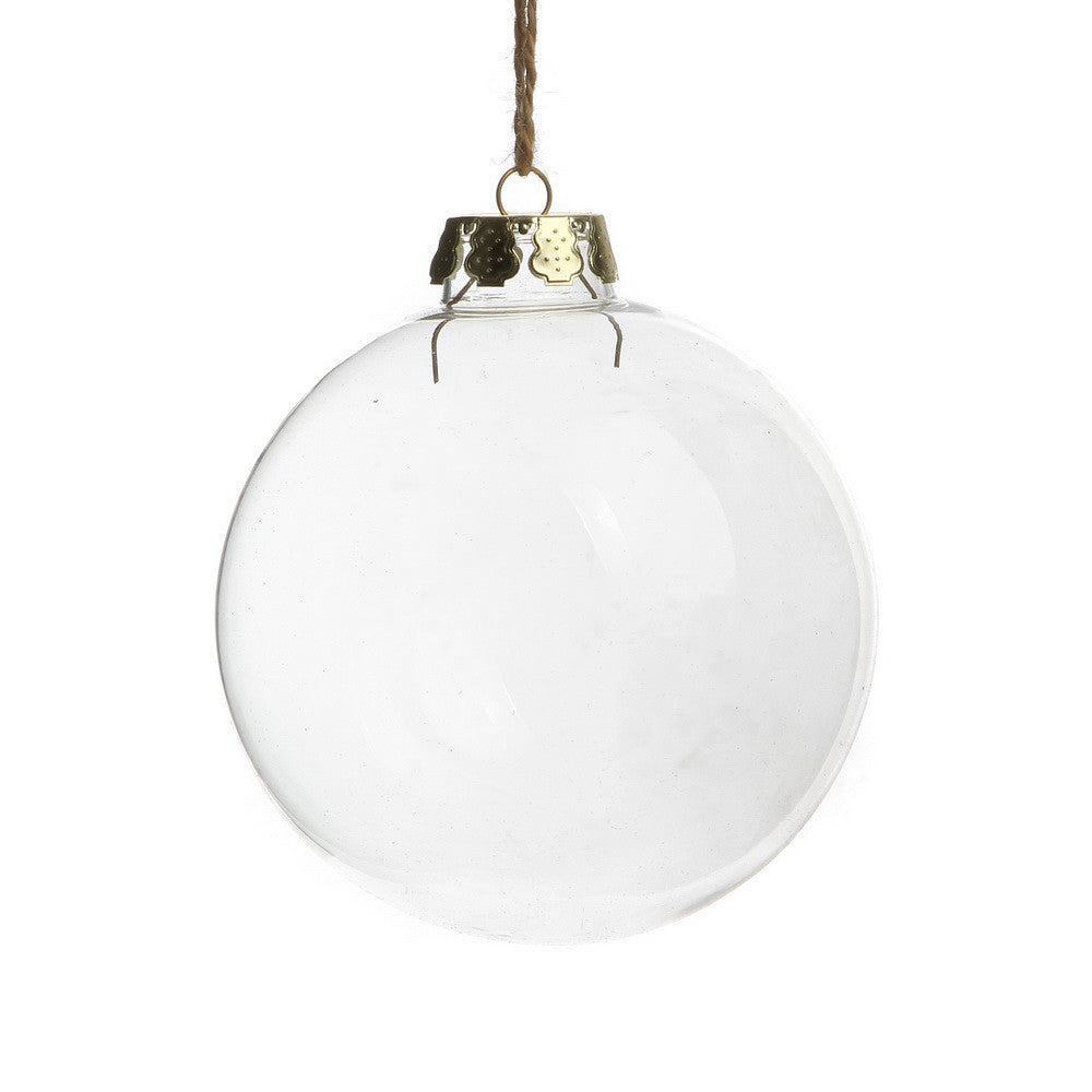 Glass Bauble 4 Pack 10cm Clear Fillable Silver Cap Christmas Tree Craft Gift
