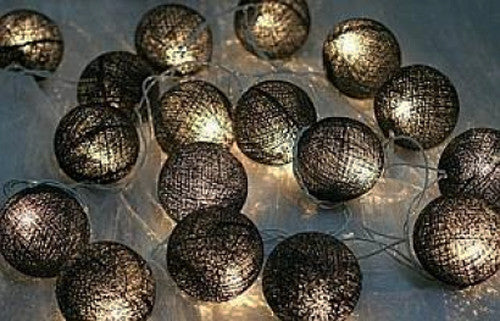 1 Set 20 LED Black 5cm Cotton Ball String Lights Battery