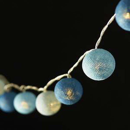 1 Set 20 LED 5cm Cotton Ball String Lights Battery Powered Blue