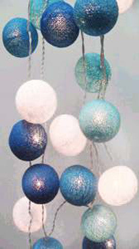 1 Set 20 LED 5cm Cotton Ball String Lights Battery Powered Blue