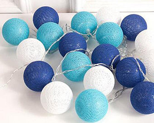 1 Set 20 LED 5cm Cotton Ball String Lights Battery Powered Blue