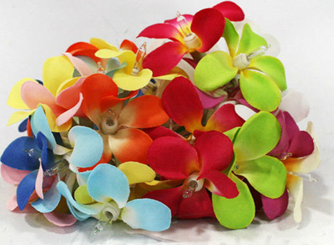 Frangipani LED String Lights Battery Powered 20 Flowers 3m Tropical Colours