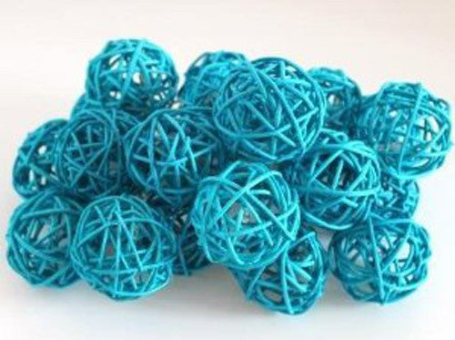 Rattan Cane Ball String Lights LED Battery Powered 20 Balls 5cm 3m Turquoise