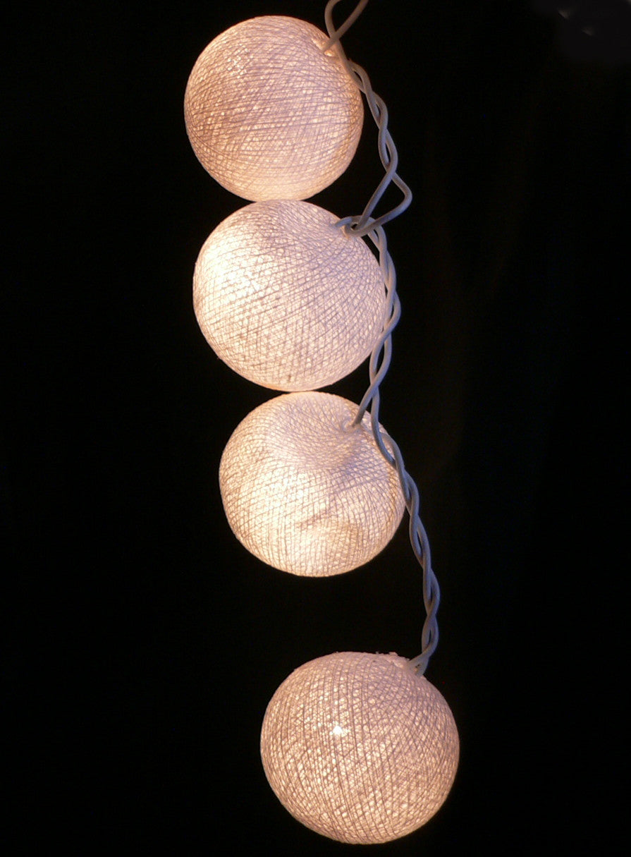 Cotton Ball String Lights LED Battery Powered 20 Balls 5cm 3m White