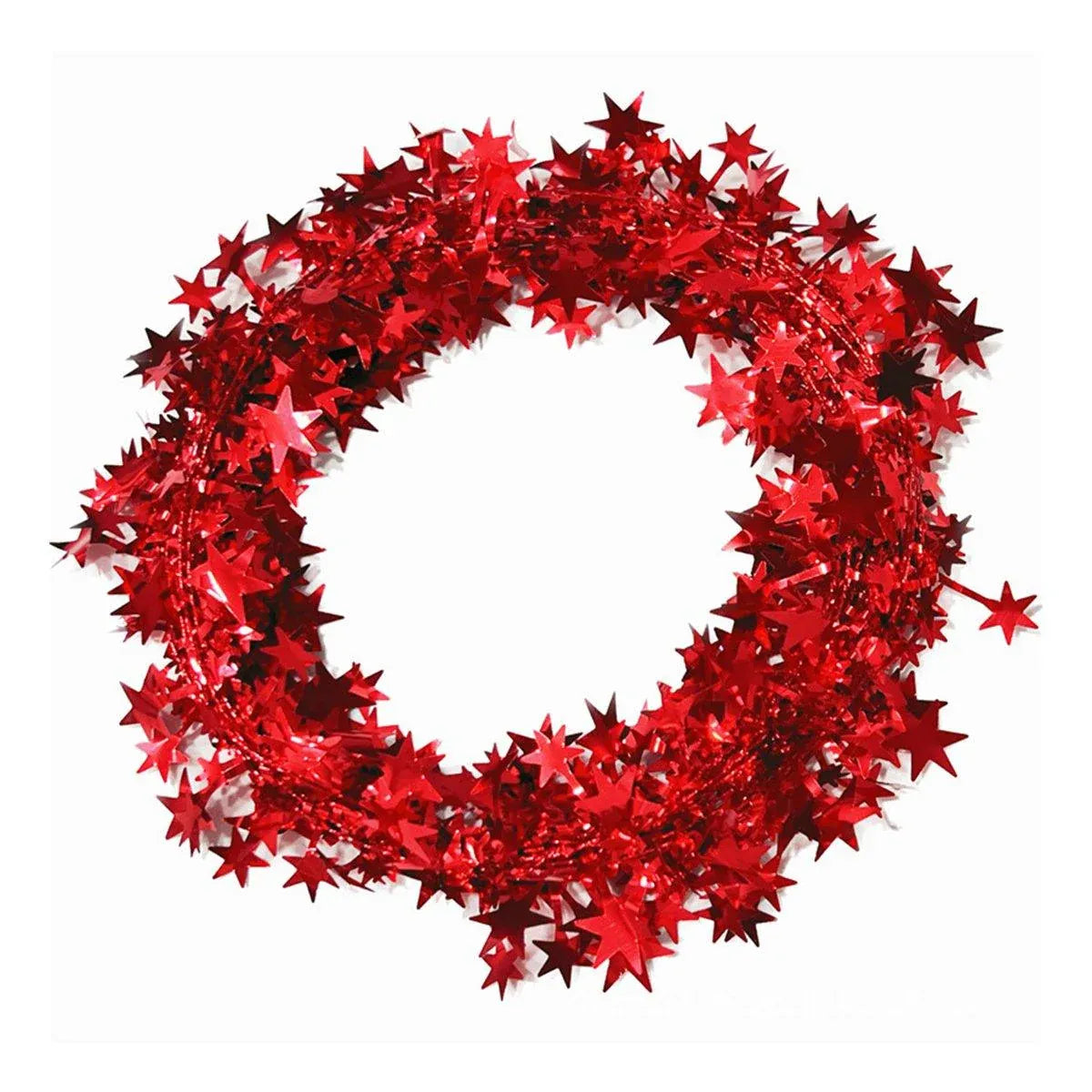 Christmas Wreath Decorations Star Design Door Hanging Ornament Set 10pcs Red