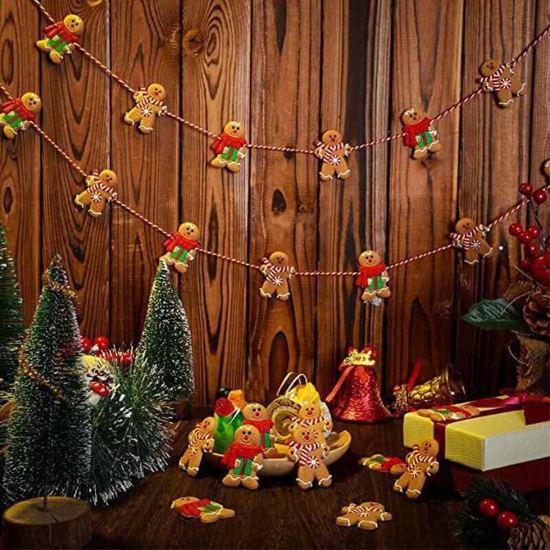 Gingerbread Man Christmas Tree Ornaments Hanging Window Decor 12pcs 7x5cm