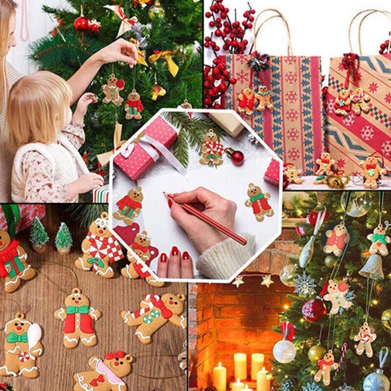 Gingerbread Man Christmas Tree Ornaments Hanging Window Decor 12pcs 7x5cm