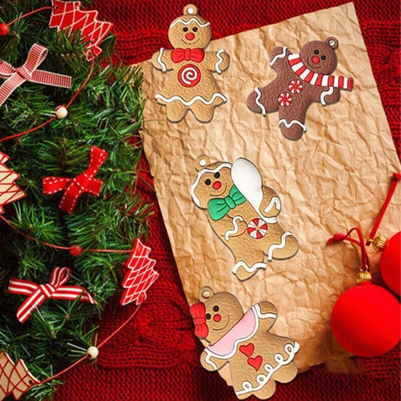 Gingerbread Man Christmas Tree Ornaments Hanging Window Decor 12pcs 7x5cm