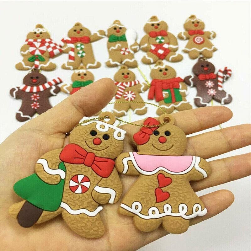 Gingerbread Man Christmas Tree Ornaments Hanging Window Decor 12pcs 7x5cm