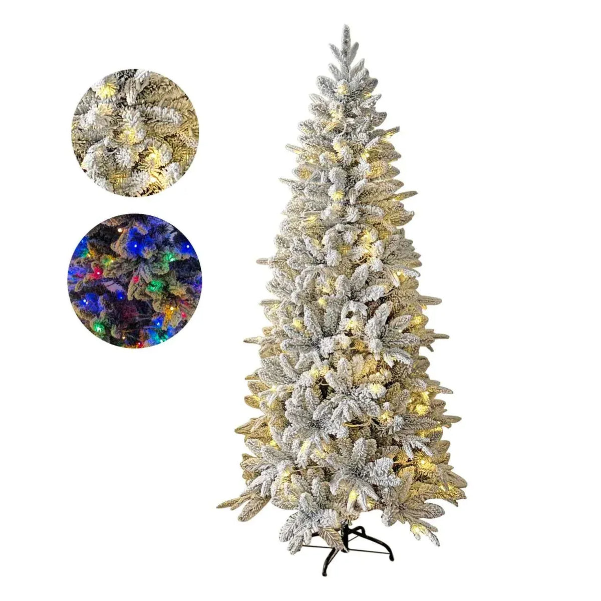 Christmas Light Up Snow Tree Warm and Colourful Mixed LED 260 LEDs 180cm