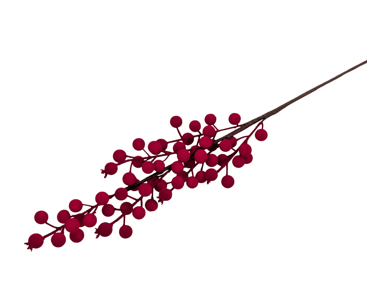 Christmas Flocking Berry Pick for Wreaths Trees Floral Arrangements 64cm