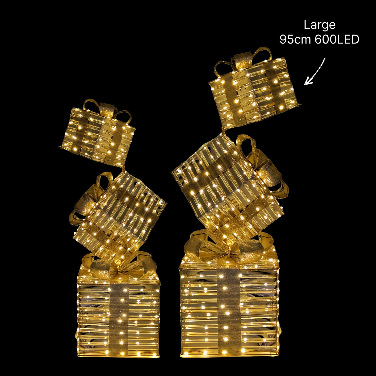 LED Stacked Square Gift Box Christmas Decoration 600 LED 95cm