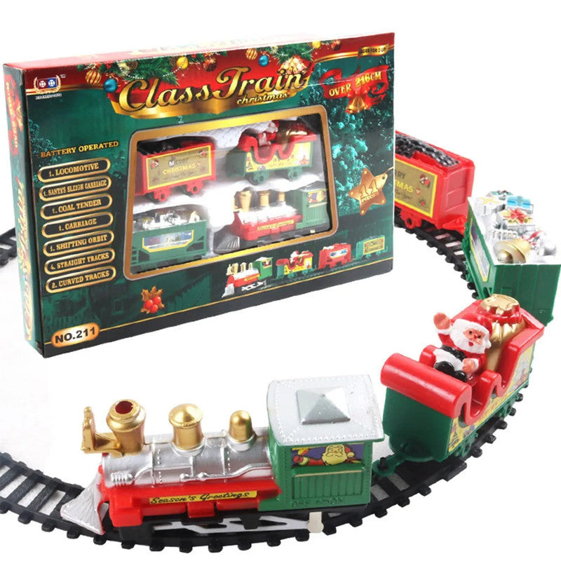 NNEOBA Realistic Christmas Electric Train Set with Santa Claus 216cm Track
